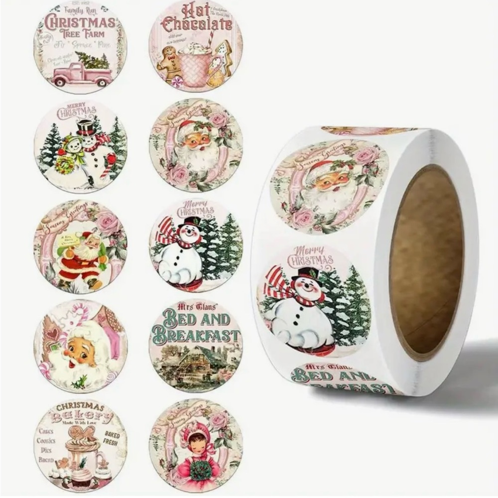 500 Vintage Designs Christmas Stickers Pinkmas Santa Snowman Holiday Crafts